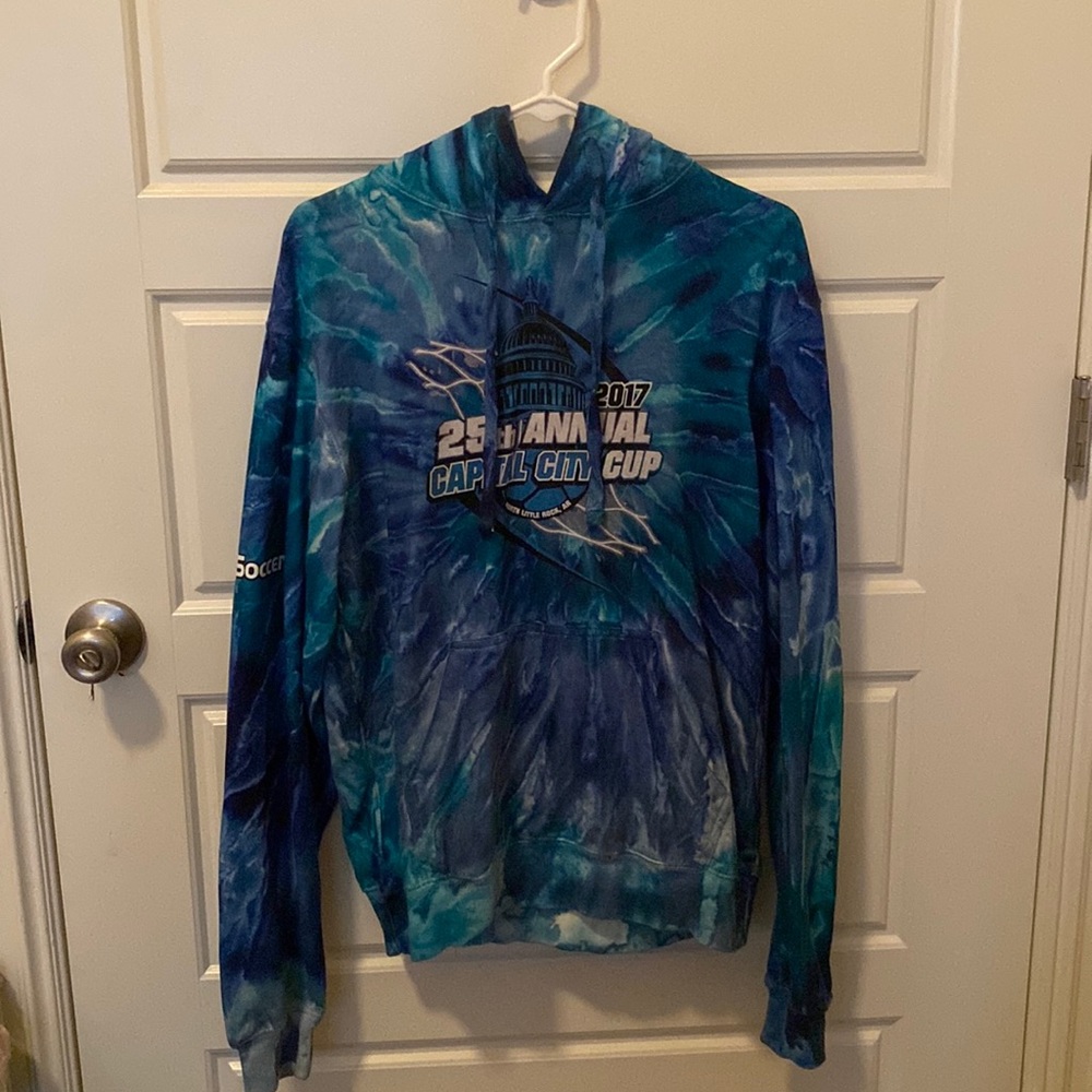 Soccer hoodie-Blue Tie-dye-Rarely worn